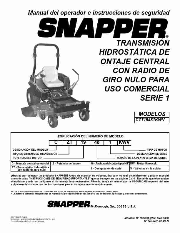 Snapper Flat Panel Television CZT19481KWV-page_pdf